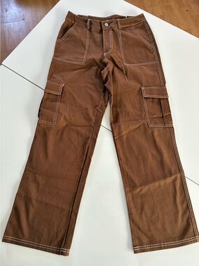 HERPERAS S CHOCOLATE BR 💯 COTTON STREETWEAR CARGO PANTS THICK STICKING ACCENTS